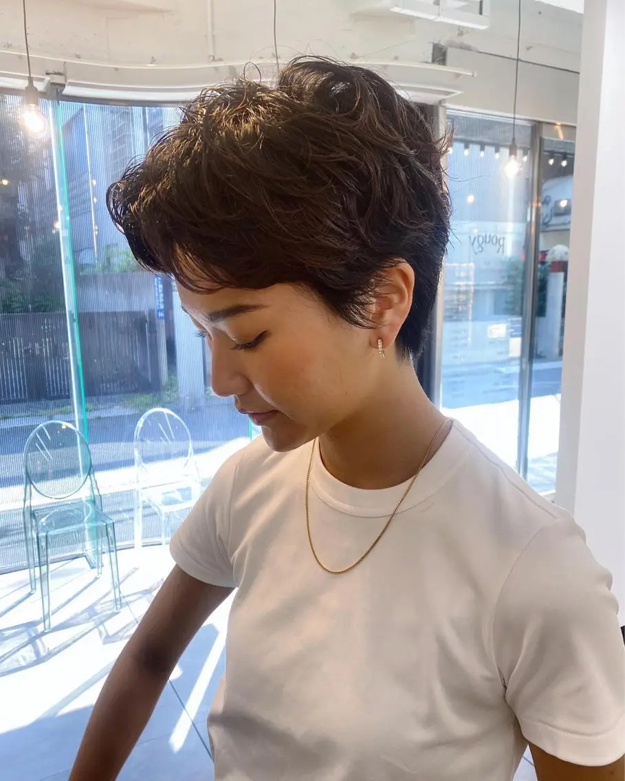 ショート パーマ ショートヘア ニュアンスパーマ 大石 沙季のヘアスタイル