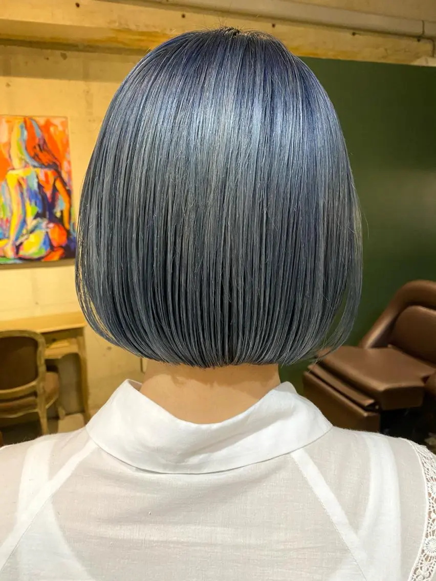 ミディアム カラー ヘアアレンジ ブルーカラー ブルージュ カット ヘアカラー ヘアセット TOPSTYLIST 🇬🇧JIMMYのヘアスタイル