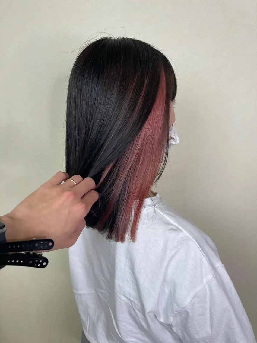 ミディアム カラー ピンクカラー ハイライトカラー✨ グレージュ✨鎌倉光洋のヘアスタイル