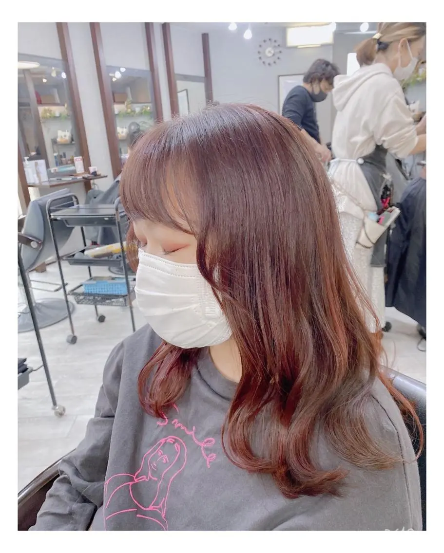 セミロング カラー ピンクカラー ヘアカラー トリートメント ＊横浜駅＊ 金子 誠也のヘアスタイル