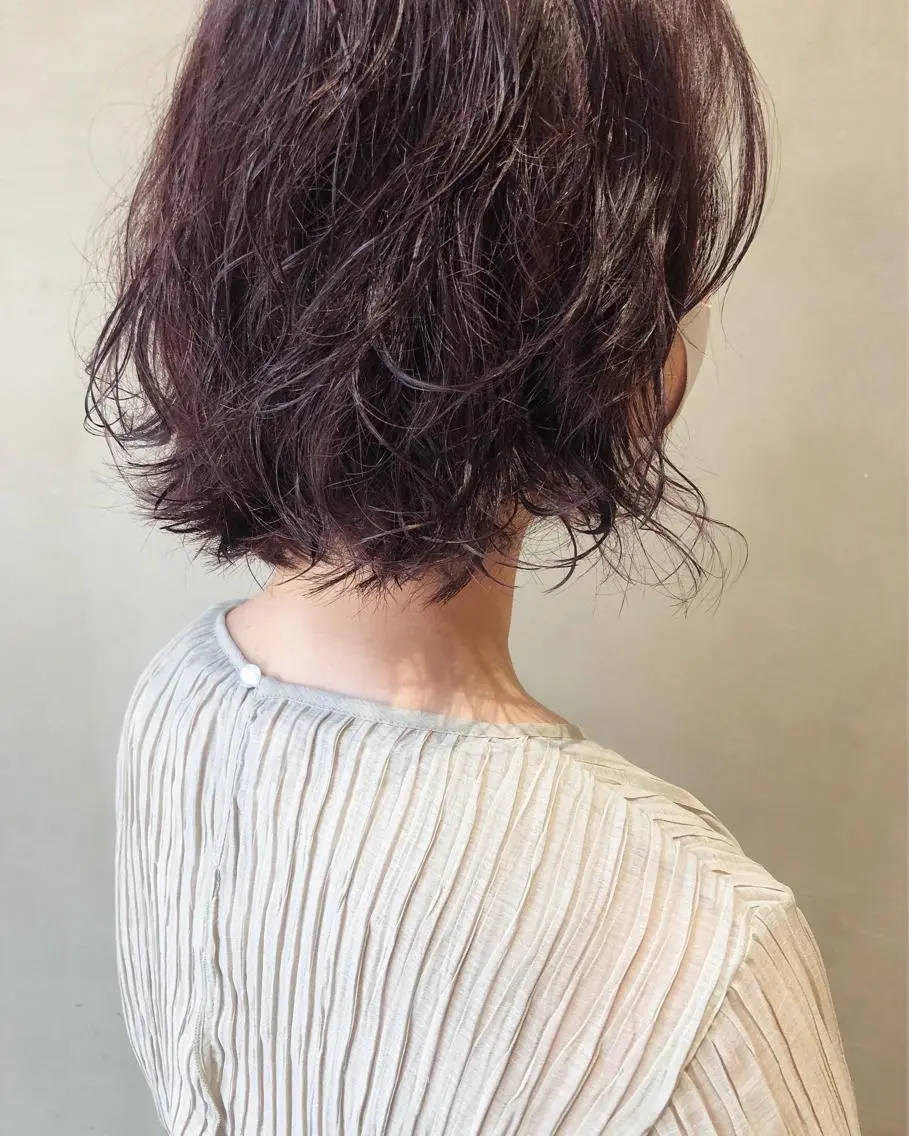 ショート カラー ヘアアレンジ ラベンダーカラー 酸性縮毛矯正🧴韓国 レイヤー/髪質改善のヘアスタイル