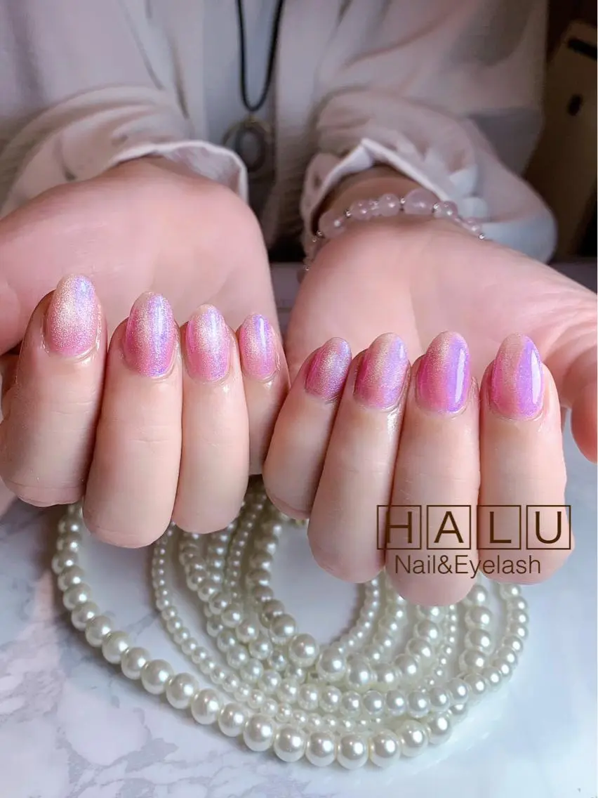ネイル マグネットネイル ピンク HALU ハルのネイルデザイン