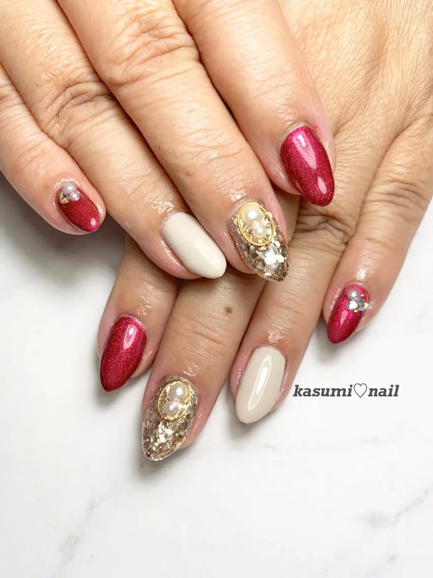 ネイル アートネイル フットネイル ジェルネイル ラメ(グリッター) ミラーネイル KASUMI♡ Nailのネイルデザイン