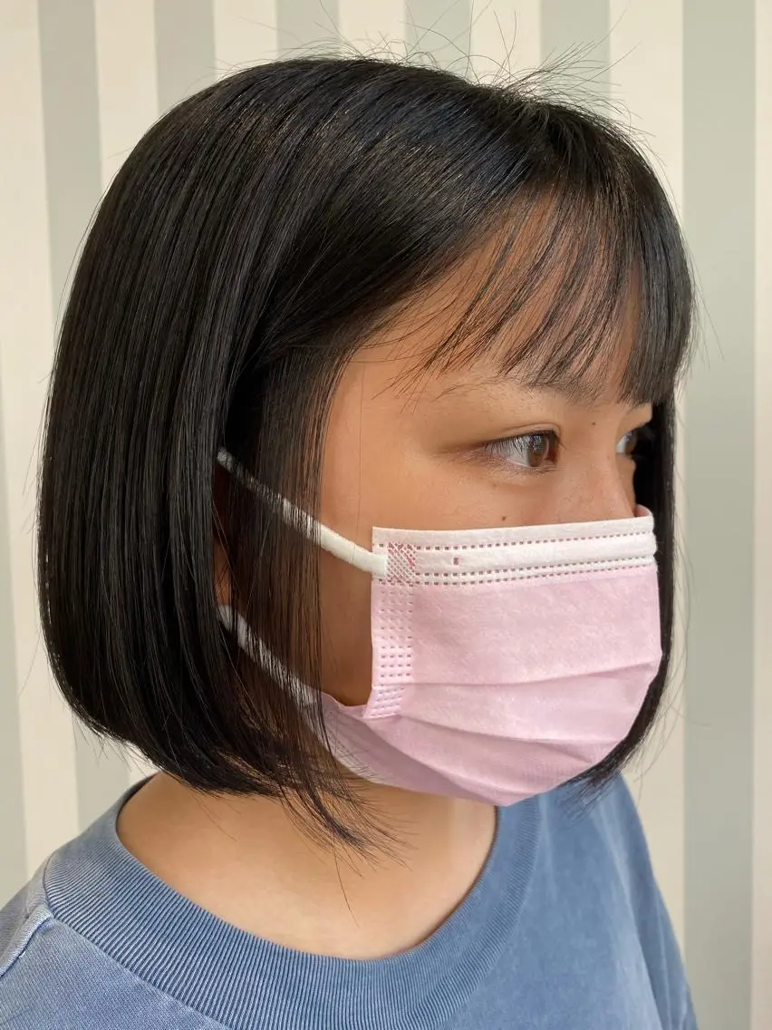 ショート ボブ 小顔レイヤー/ ベージュ🤍Rieのヘアスタイル