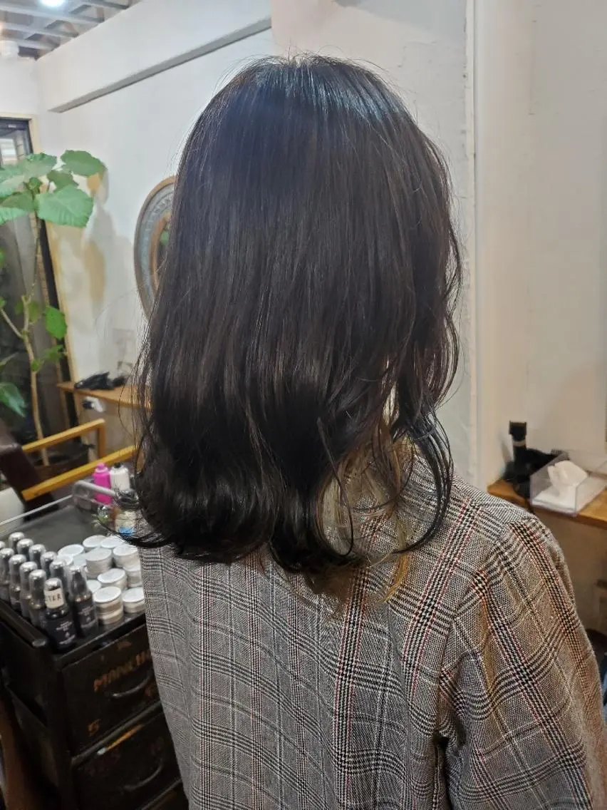 セミロング カラー カット ヘアカラー トリートメント 韓国レイヤー柔らかい 地毛風縮毛矯正/マツのヘアスタイル
