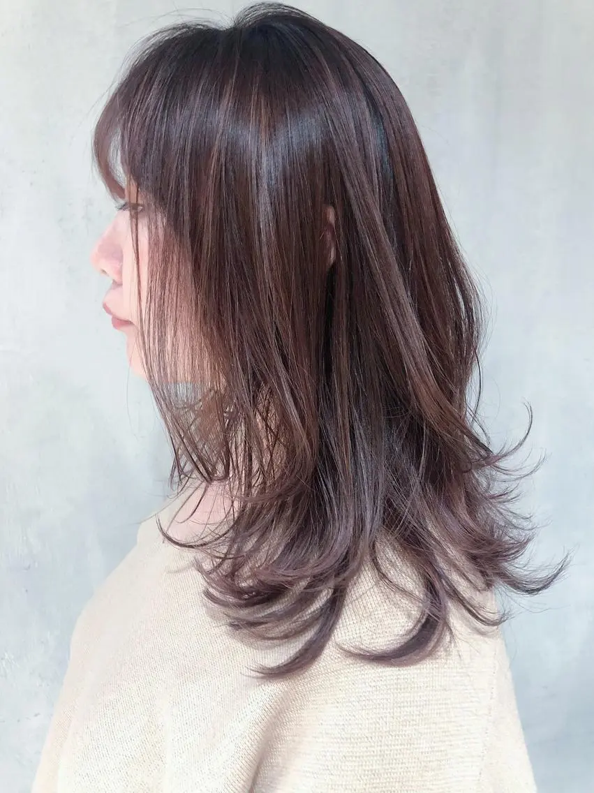 セミロング カラー パーマ ヘアアレンジ ベージュカラー ピンクカラー ピンクベージュ レイヤーカット ITbyALBUM 中野店のヘアスタイル