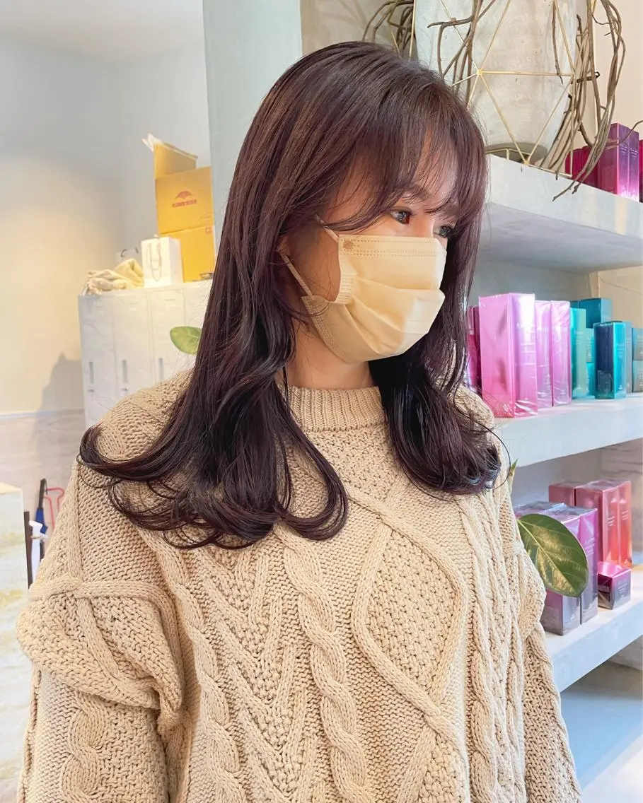 セミロング カラー ブリーチ ブリーチなしカラー ピンクカラー ピンクパープル パープルカラー 🫧透明感ヘア🫧 🧸竹花　彩希🧸のヘアスタイル