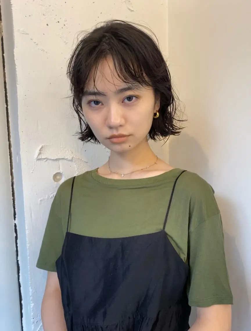 ショート カラー パーマ ボブ 大石 沙季のヘアスタイル