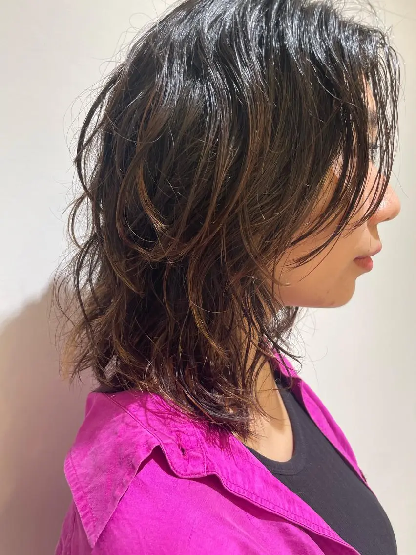 ミディアム パーマ 林 季香のヘアスタイル