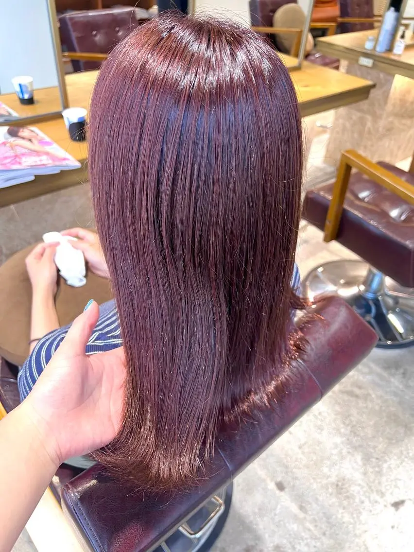 セミロング ピンクラベンダー カット ヘアカラー トリートメント ニイムラ ミキのヘアスタイル