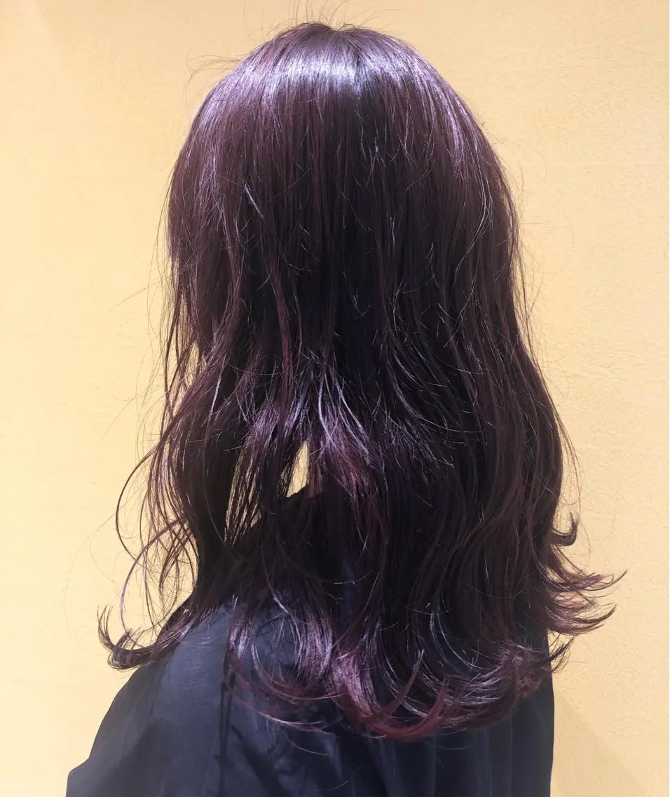 ロング カラー イルミナカラー ピンクカラー ピンクパープル パープルカラー sano sayakaのヘアスタイル