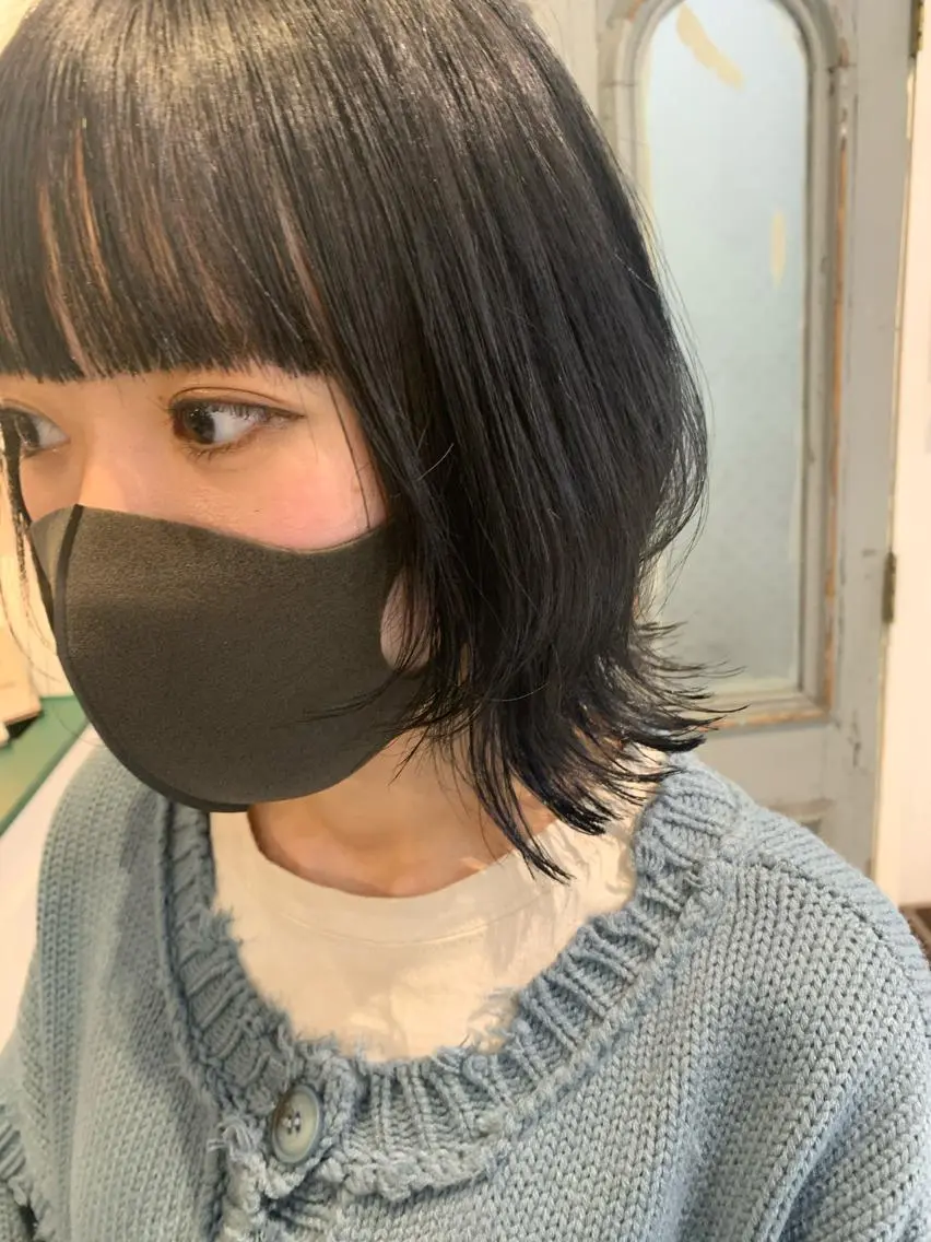 ミディアム カラー ダークグレー ダークグレージュ グレージュ ウルフカット "小顔カット" Fuko.のヘアスタイル