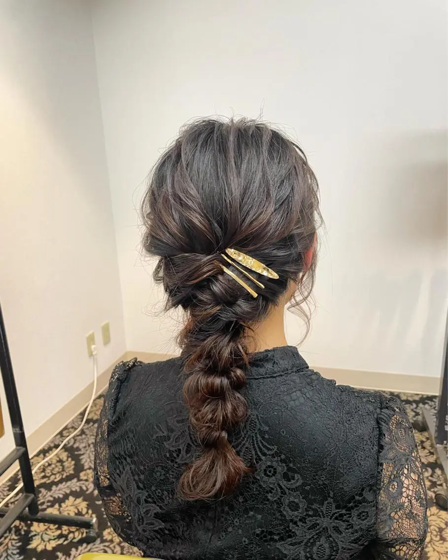 セミロング ヘアアレンジ ヘアセット KANA カナのマツエク・マツパデザイン