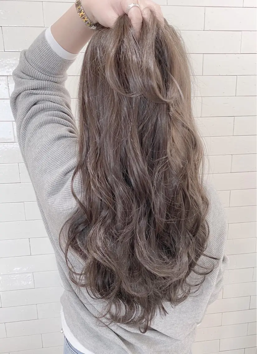 ロング カラー パーマ ヘアアレンジ アッシュ バレイヤージュ ブリーチ ケアブリーチ 透明感カラー ヘアカラー トリートメント バレイヤージュ 藤沢 髪質改善 竹内ケンゴのヘアスタイル