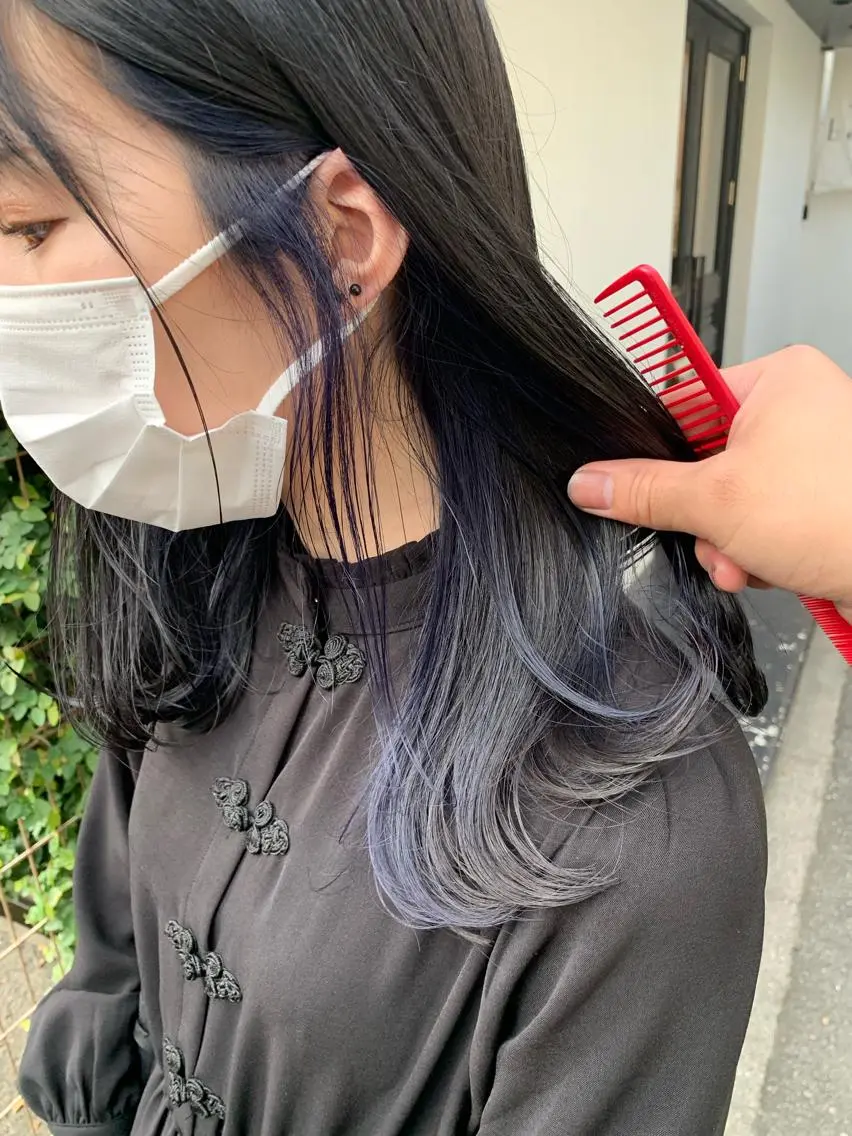 ミディアム カラー ネイビーカラー バイオレットカラー スダユーヤ 💫推しカラーウルフのヘアスタイル
