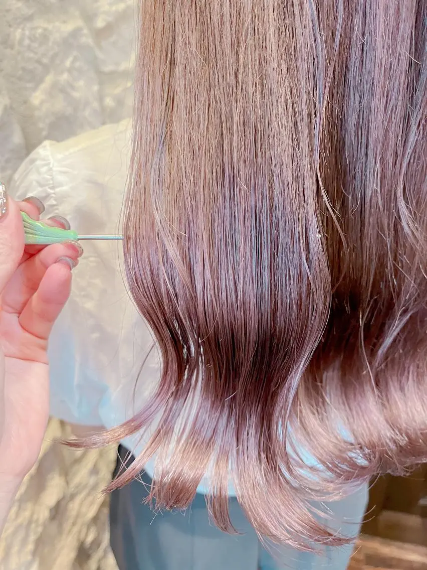 カラー ピンクカラー しみず りぶのヘアスタイル