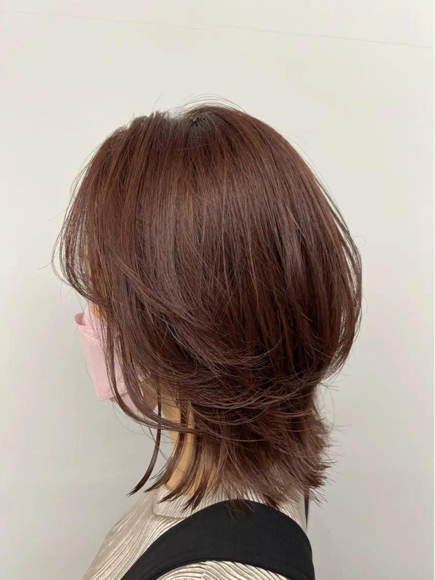 ミディアム カラー ピンクカラー レイヤーカット ウルフカット ウルフレイヤー 代表 YUKI ☆のヘアスタイル
