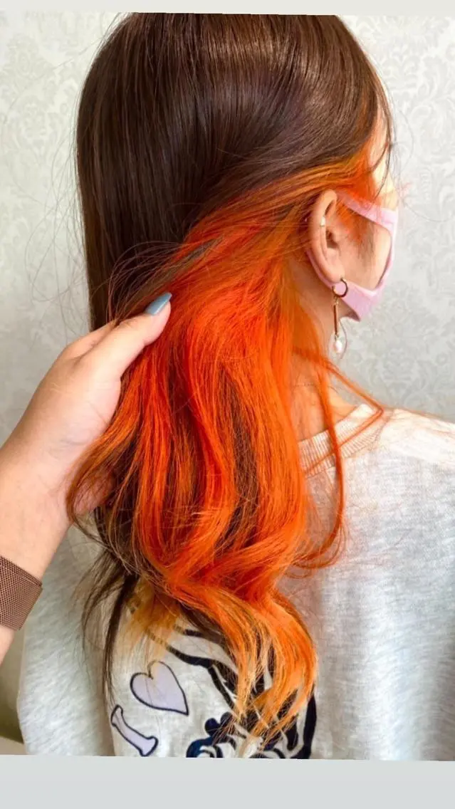 ミディアム カラー パーマ ヘアアレンジ メンズ キッズ オレンジ カット ヘアカラー トリートメント 髪質改善/美髪矯 正ヤマモトハルキのヘアスタイル