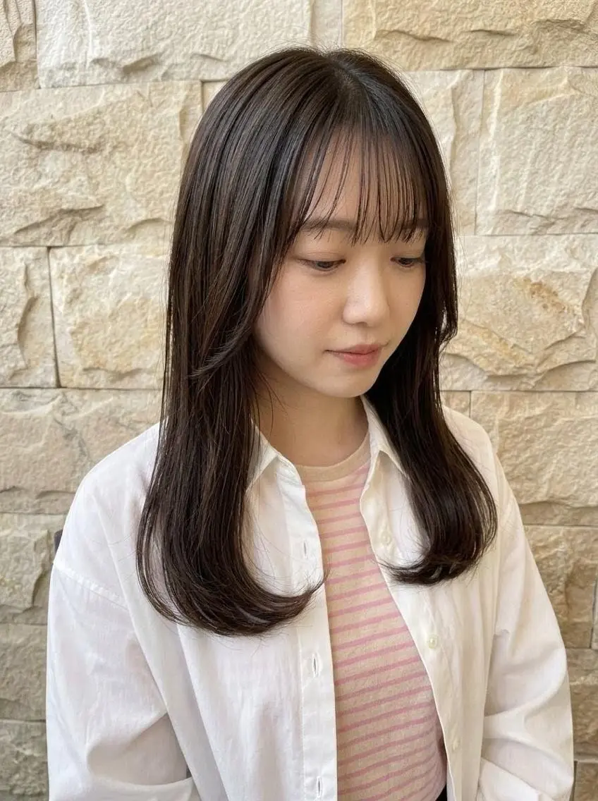 ミディアム カラー 切りっぱなしボブ ミディアムレイヤー グレージュ ボブ 髪質改善 髪質改善/縮毛矯正/ 透明感カラー/西村遼のヘアスタイル