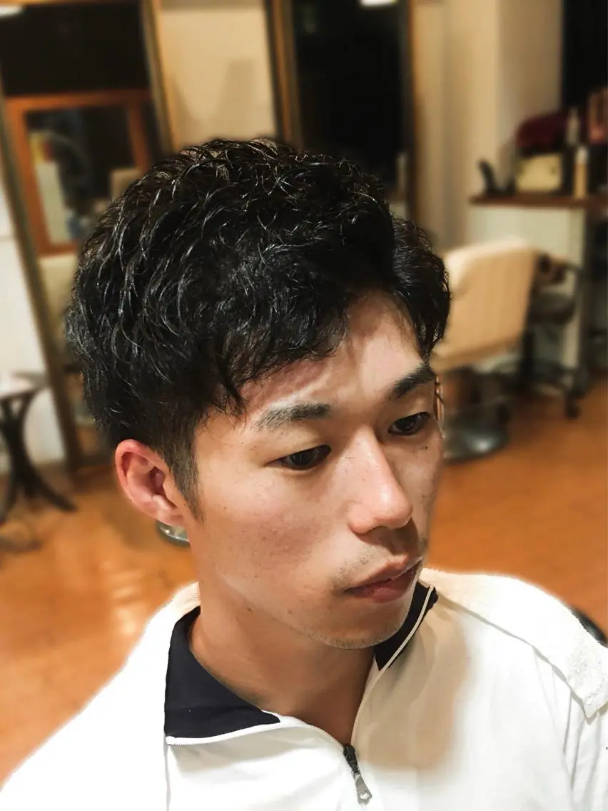 ショート カラー パーマ ヘアアレンジ メンズ men's特化　石井 貴章のヘアスタイル