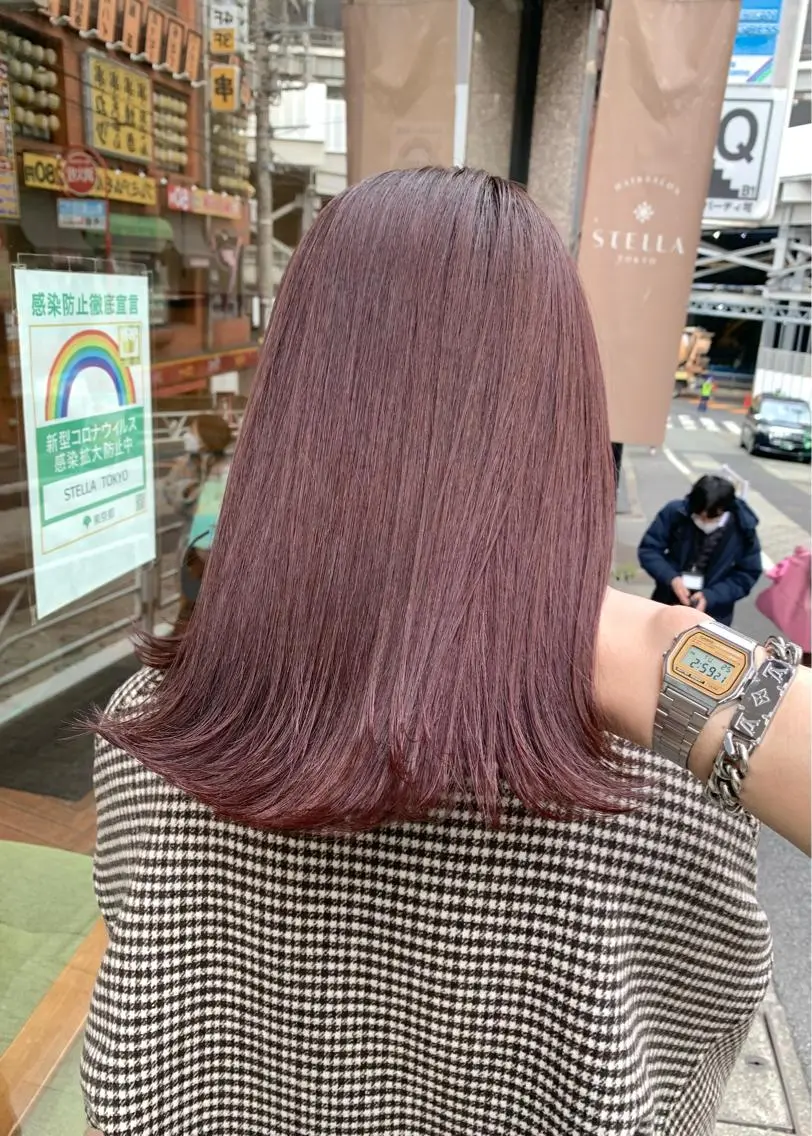 ミディアム カラー ブラウンカラー ピンクカラー ピンクブラウン ヘアカラー トリートメント 矢野 晃平のヘアスタイル