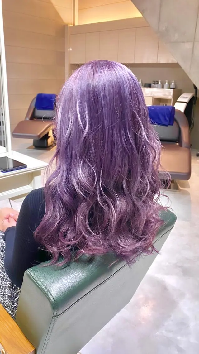 ロング カラー ラベンダーカラー ピンクカラー ピンクラベンダー ヘアカラー 金子 真悠のヘアスタイル