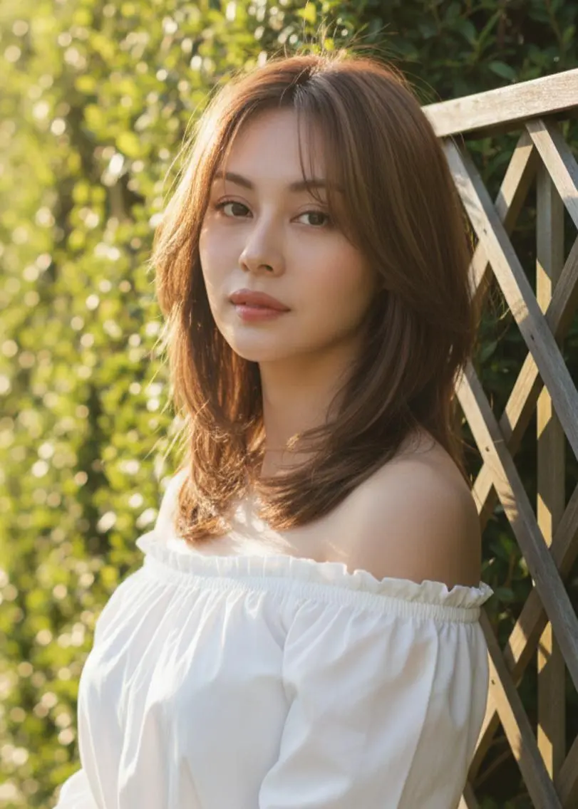 セミロング パーマ カラー レイヤーカット カット ヘアカラー 縮毛矯正 トリートメント ヘアセット さく/髪質改善× 縮毛矯正/町田のヘアスタイル