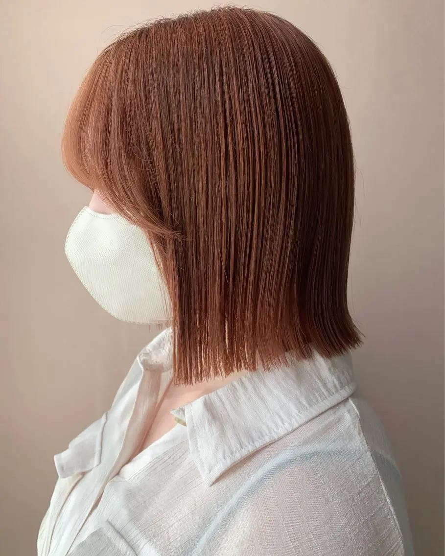 ショート カラー ブリーチ ブラウンカラー オレンジ オレンジブラウン カット ヘアカラー トリートメント hubhair レイヤー/透明感のヘアスタイル