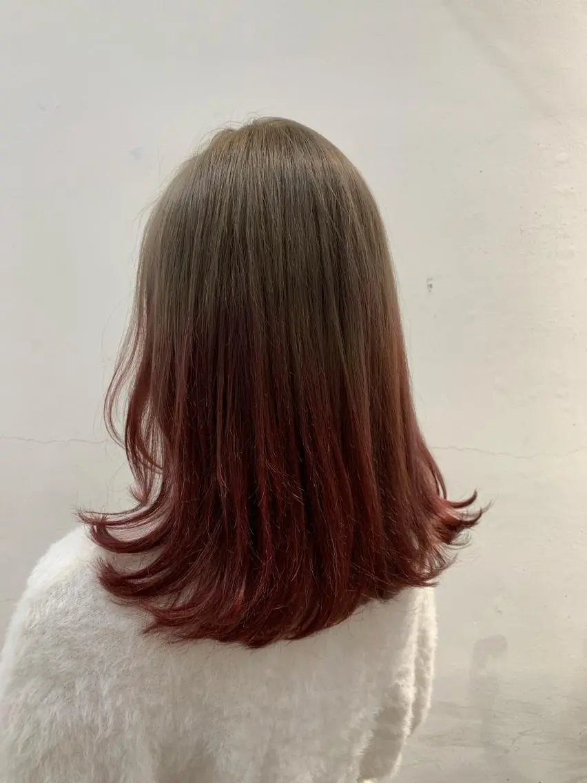 ミディアム カラー ヘアアレンジ ブリーチ ケアブリーチ グラデーションカラー グレージュ ピンクカラー ヘアカラー トリートメント THE./ブリーチ 透感カラー/髪質改善のヘアスタイル