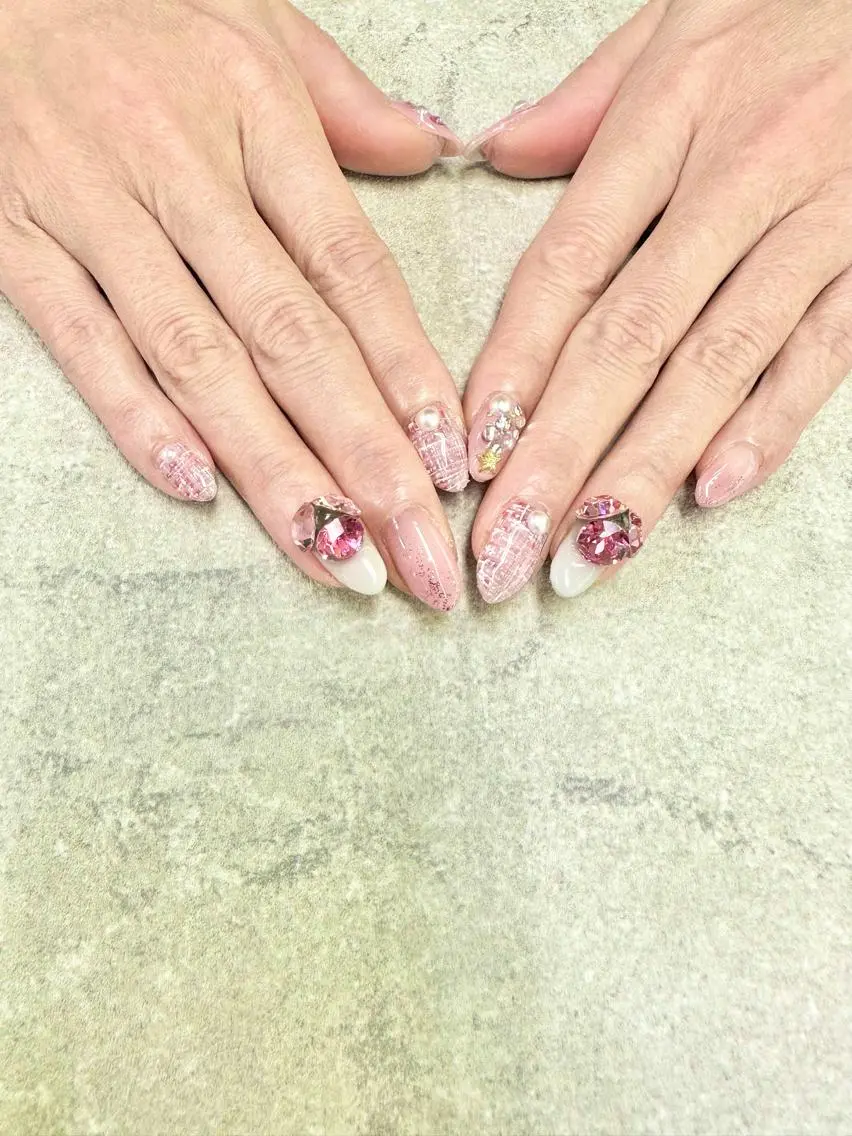 ネイル アートネイル フレンチネイル ジェルネイル ガラスフレンチ グラデーション ハンドネイル ハンドケア FASTNAIL PLUS 新宿店のネイルデザイン