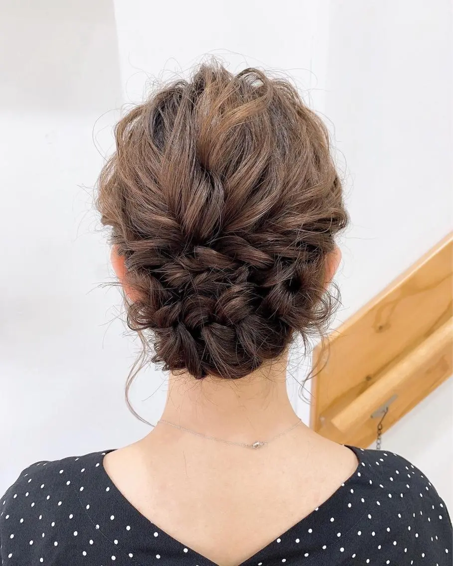ミディアム ヘアアレンジ ヘアカラー トリートメント ヘアアレンジ にいた かづしげのヘアスタイル