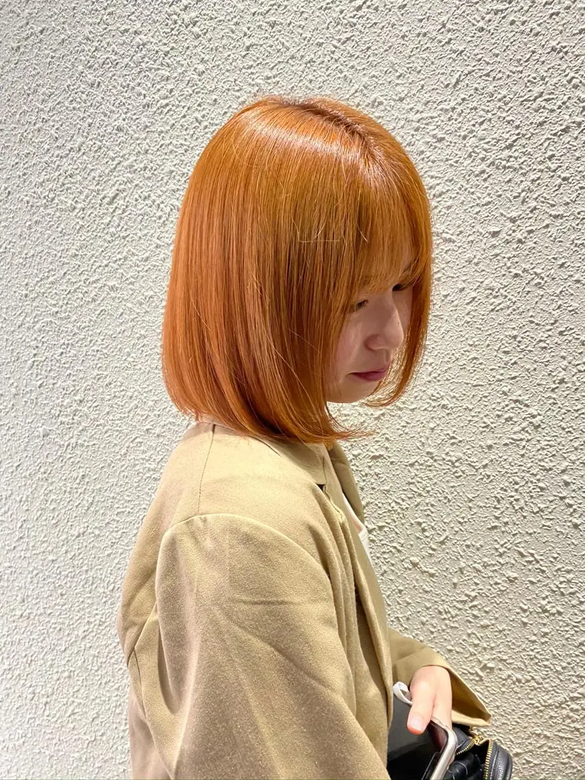 ショート カラー ヘアアレンジ ブリーチ オレンジ 🌷FUKA🌷 まろやかハイトーンのヘアスタイル