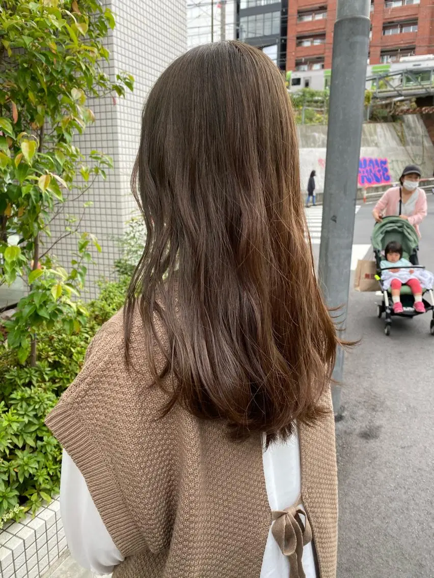 ロング ヘアカラー トリートメント ✨色持ちの良い艶 カラー✨蟹江真世のヘアスタイル
