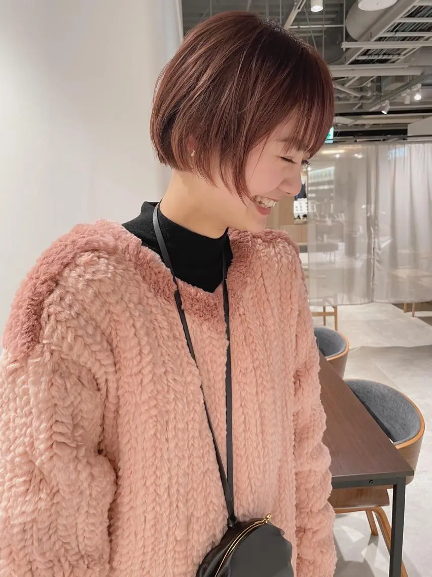 ショート カラー ベージュカラー ピンクカラー ピンクベージュ ボブ カット ヘアカラー トリートメント センスをお届けします 大谷将生infpのヘアスタイル