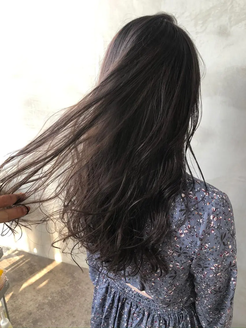 セミロング カラー パーマ ヘアアレンジ パープルカラー ヘアカラー トリートメント 新宿/顔周りカット +レイヤー=しずく♩のヘアスタイル