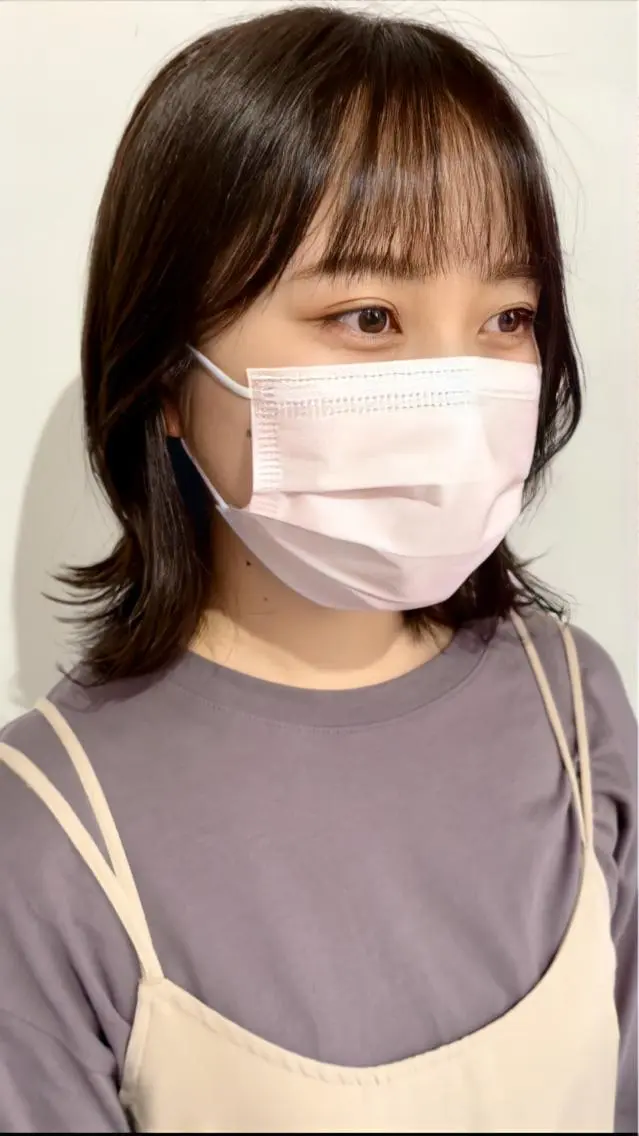 ミディアム カラー ボブ くびれヘア チヒョ🦋 韓国hair🇰🇷のヘアスタイル