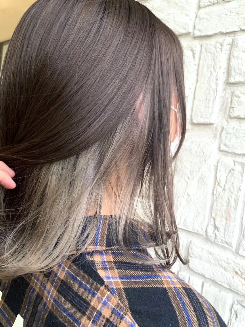 ミディアム カラー ブリーチ グレージュ たなか りなのヘアスタイル
