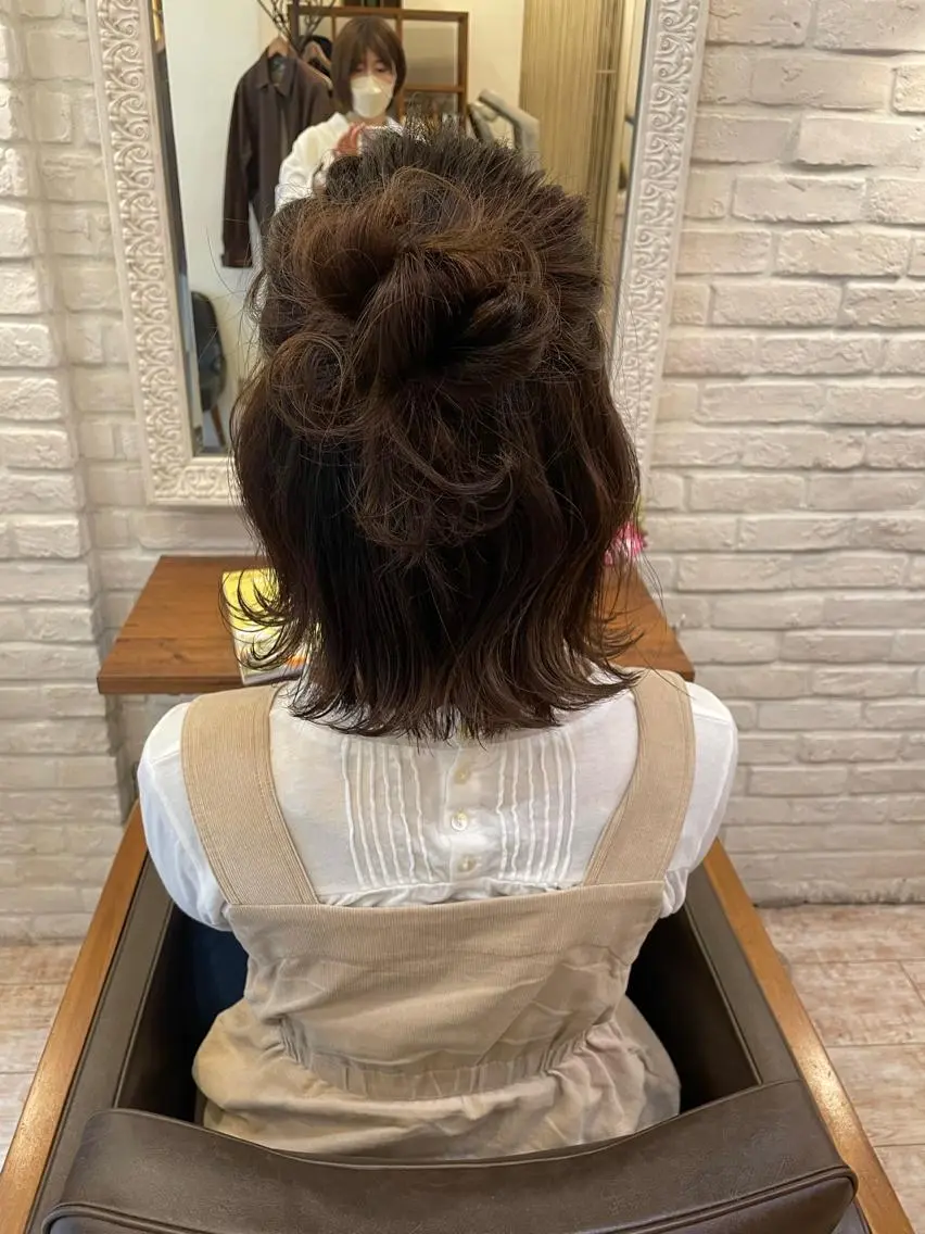 ミディアム ヘアアレンジ お団子ヘア SHANTi 飯塚 ヘアセット/髪質改善のヘアスタイル