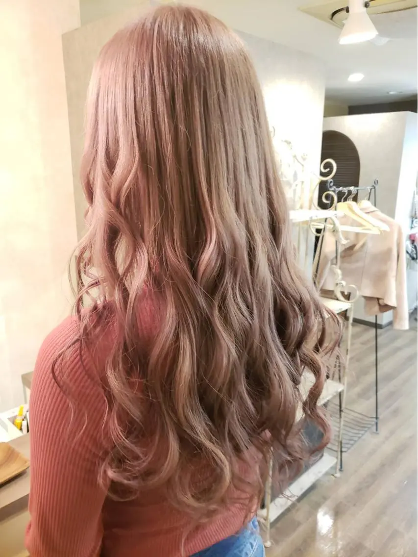 ロング カラー シールエクステ メッシュ ピンクカラー エクステ MagicMush ✴︎シールエクステのヘアスタイル