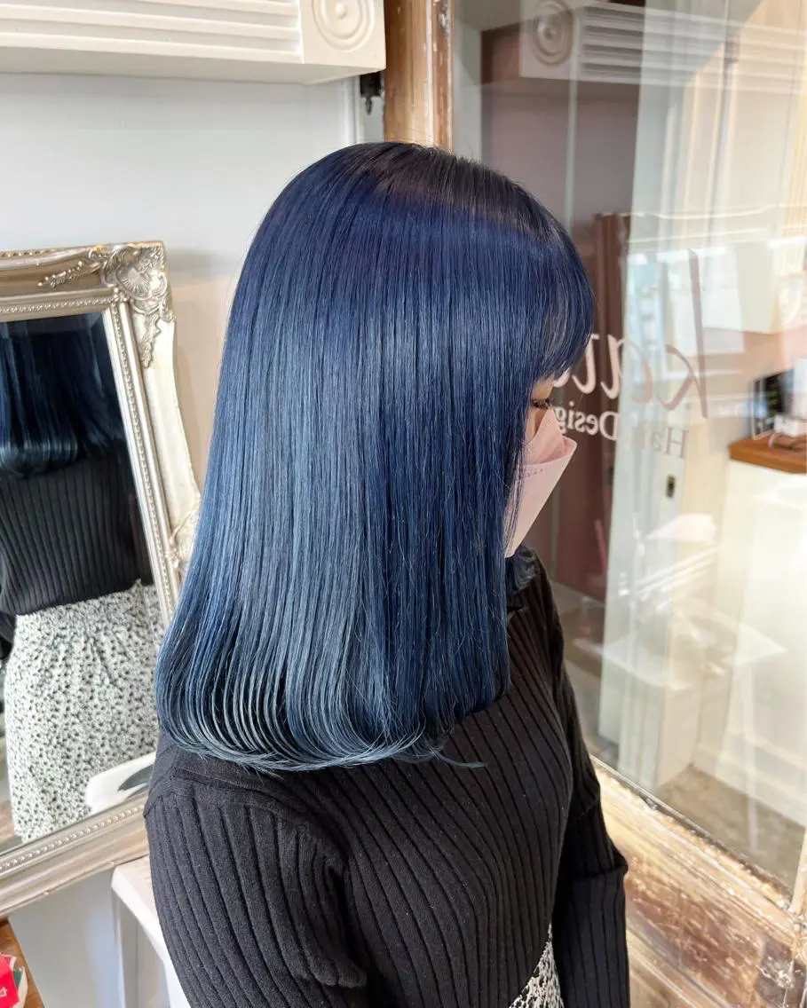 ミディアム カラー ブルーカラー ネイビーカラー ヘアカラー トリートメント ヘアセット 金子 廉のヘアスタイル