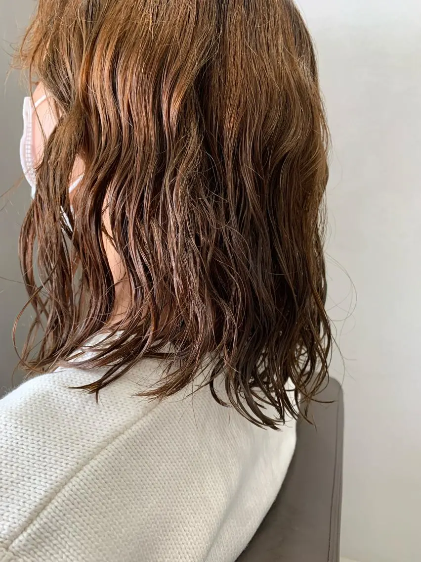 ミディアム パーマ カット パーマ トリートメント ボブパーマコテ巻き風 パーマNo1深江秀平のヘアスタイル