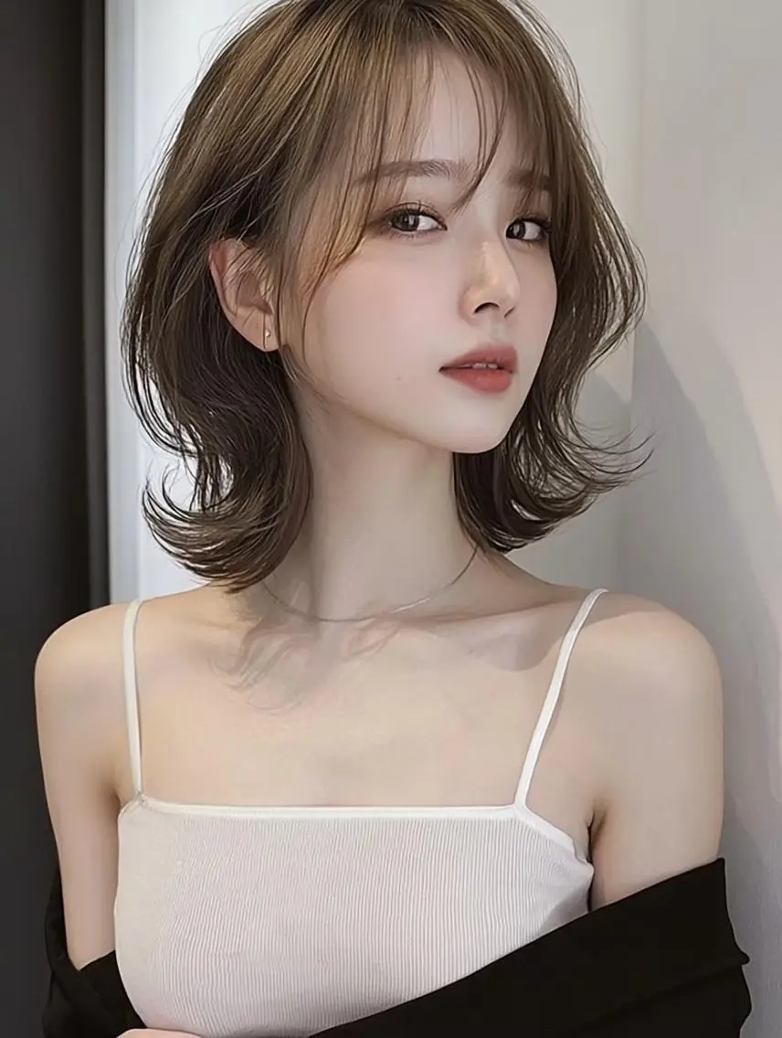 ミディアム ボブ 顔周りカット 髪質改善 韓国風ヘア レイヤーカット 艶カラー/レイヤー Nanami🎀のヘアスタイル