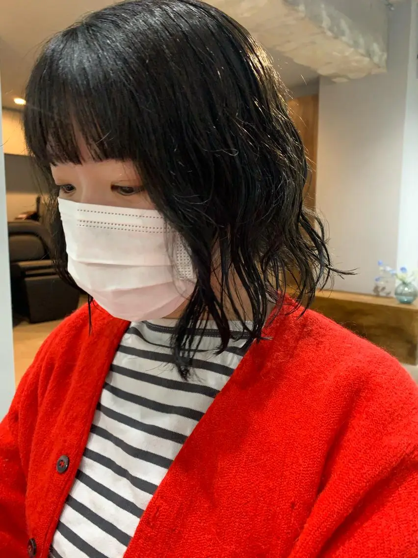 ミディアム パーマ カット パーマ トリートメント ボブパーマコテ巻き風 パーマNo1深江秀平のヘアスタイル