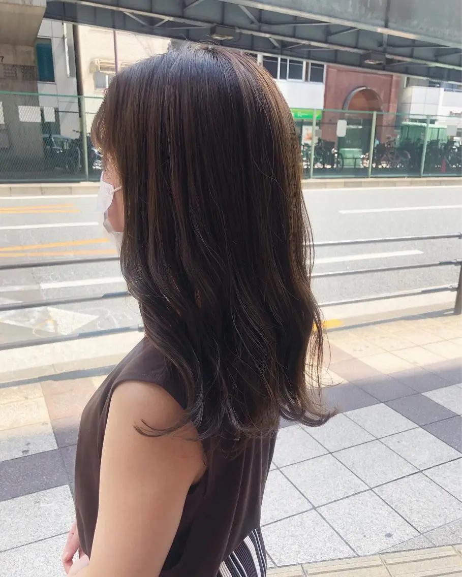 セミロング カラー ヘアアレンジ ベージュカラー レイヤーカット カット ヘアカラー トリートメント 酸性縮毛矯正🧴韓国 レイヤー/髪質改善のヘアスタイル