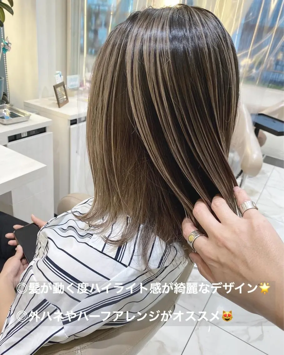 ミディアム カラー バレイヤージュ レイヤーカット カット ヘアカラー 山崎俊輔/髪質改善 /バレイヤージュのヘアスタイル