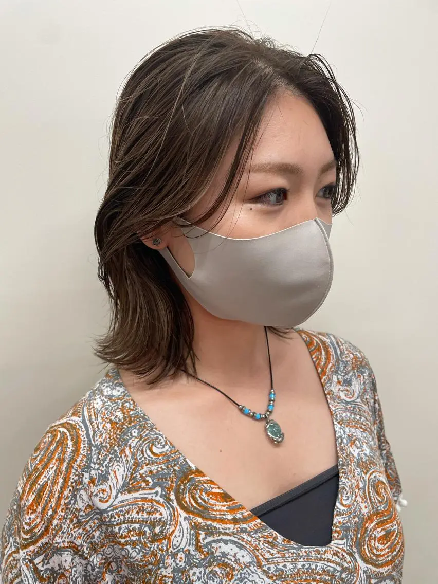 ミディアム くびれヘア コスメパーマ 佐藤　諒のヘアスタイル