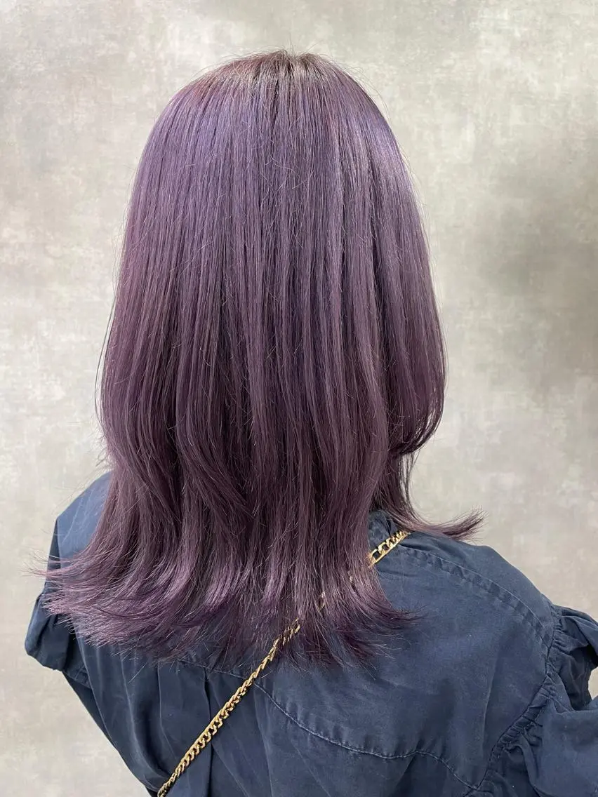 ミディアム カラー ブリーチ パープルカラー ウルフカット 🌼 じゅりなのヘアスタイル