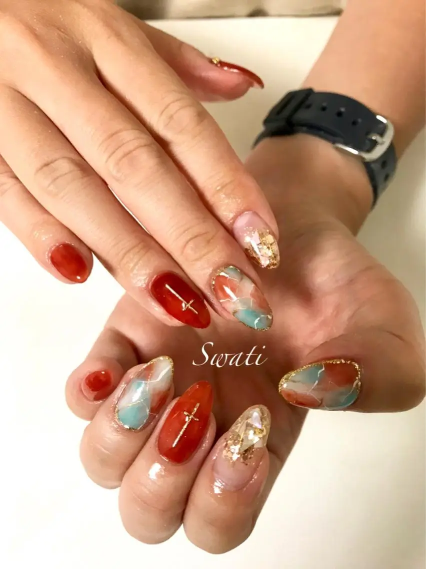 ネイル アートネイル 大理石ネイル(マーブル) ニュアンスネイル オフィスネイル シンプルネイル yuko （ネイリスト）のネイルデザイン