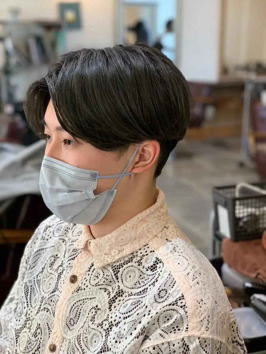 ショート メンズ センターパート 顔周りカット カット メンズパーマ 髪質改善☆有馬のヘアスタイル
