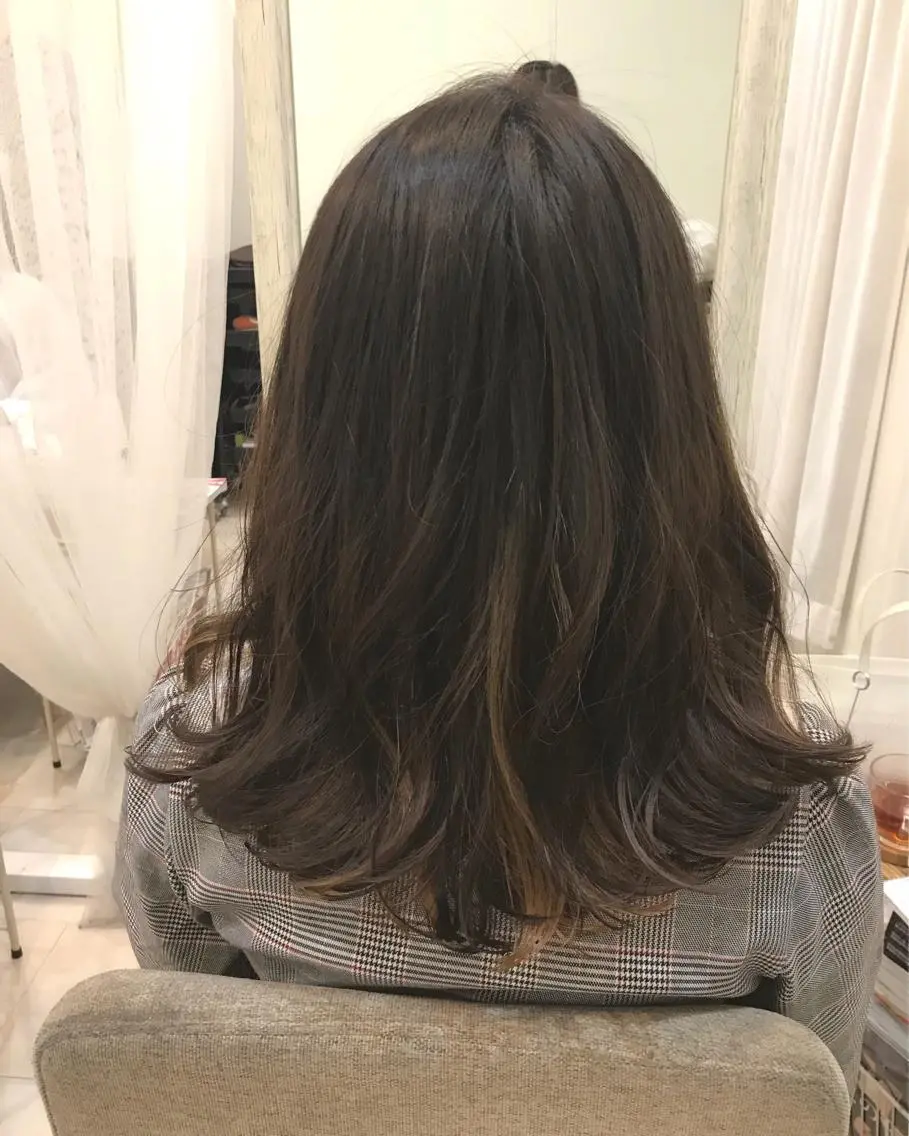 セミロング パーマ セミロングパーマ トリートメント デジタルパーマ takebuchi harukaのヘアスタイル